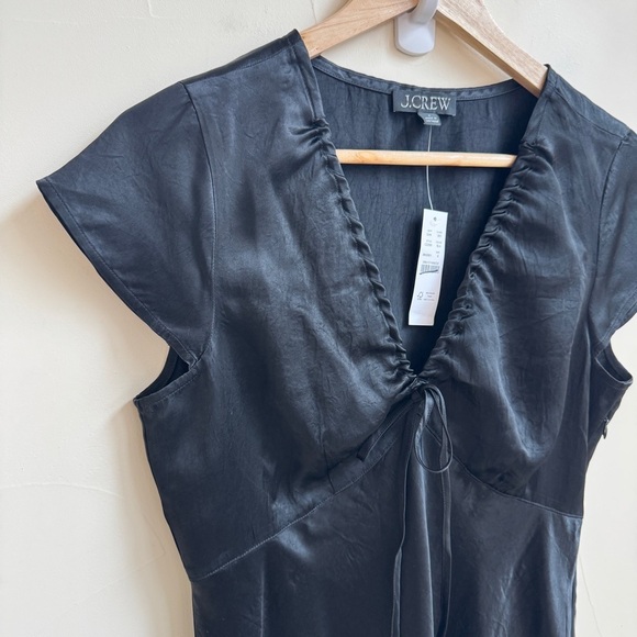 J Crew Black V Neck Short Cap Sleeve Knee Length Slip Dress Womens Size 6 - Picture 6 of 15
